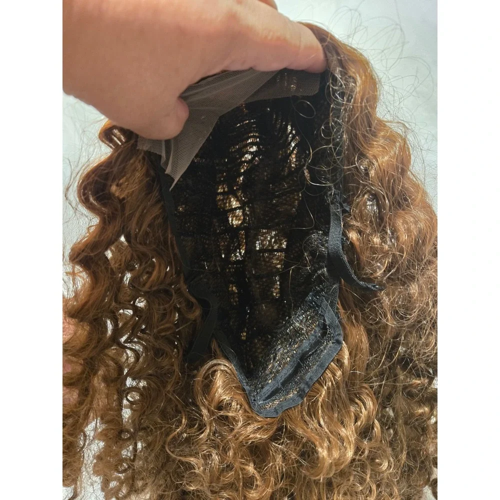 Long Curly Brown Wavy Lace Front‎ Wig for Women Realistic